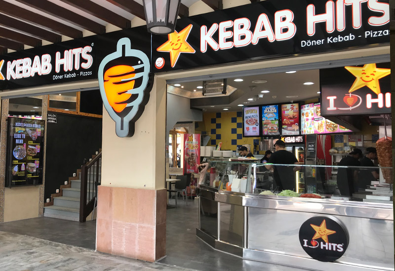 kebab hits plaza mayor málaga rótulo luminoso